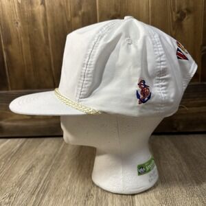 Vintage Head To Toe White Nautical Theme Thick Rope Hat Adjustable Leather Strap